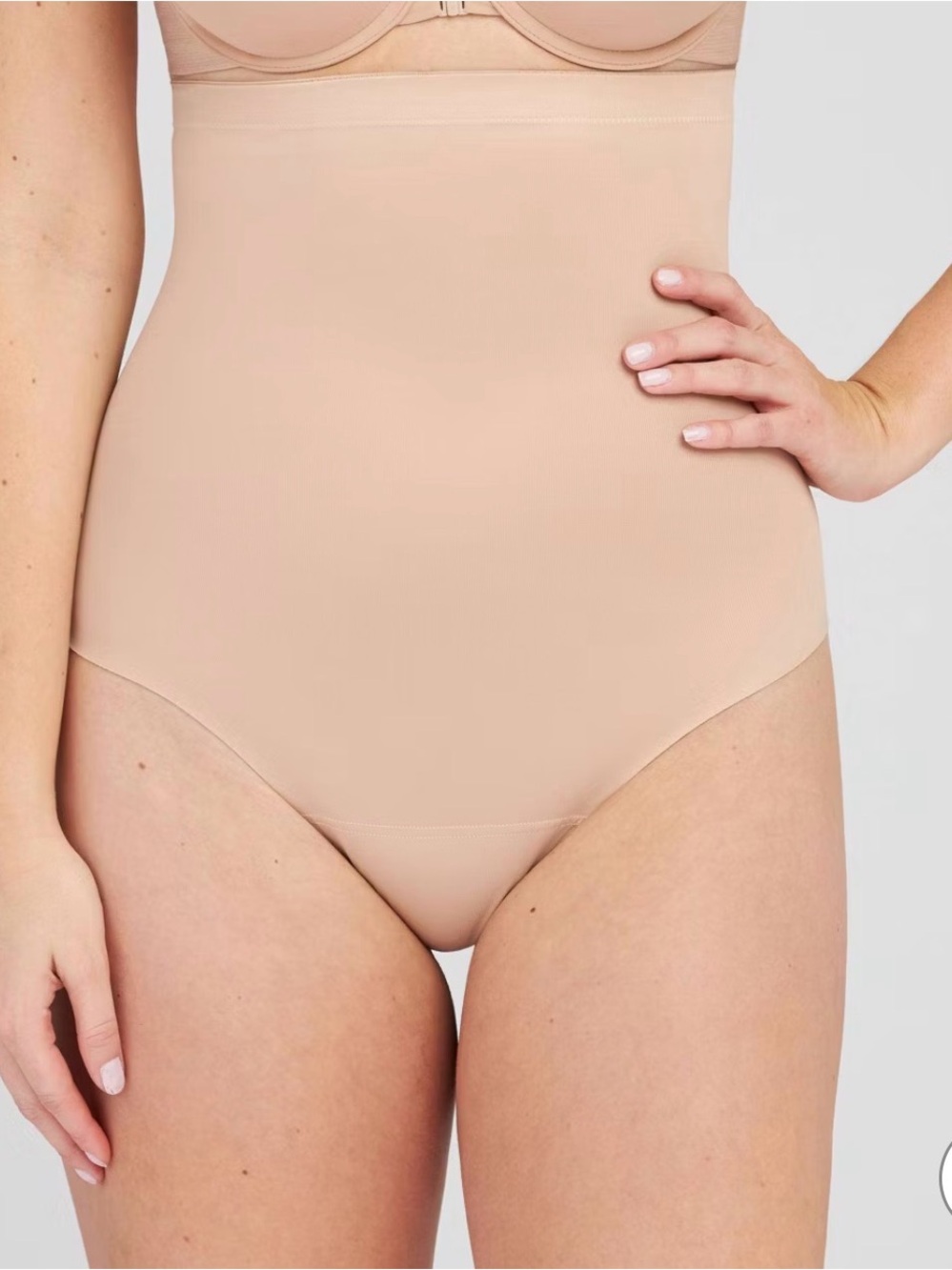 Assets By Spanx High-Waist Shaping Thong in Beige